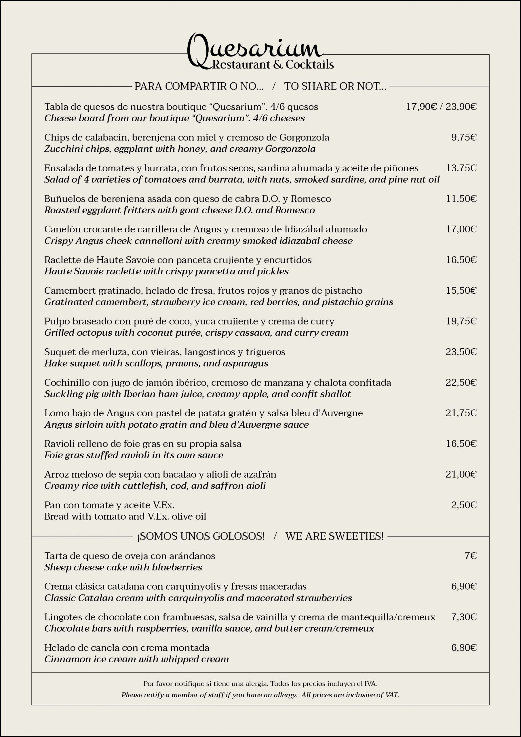 Quesarium Restaurant & Cocktails in Barcelona.